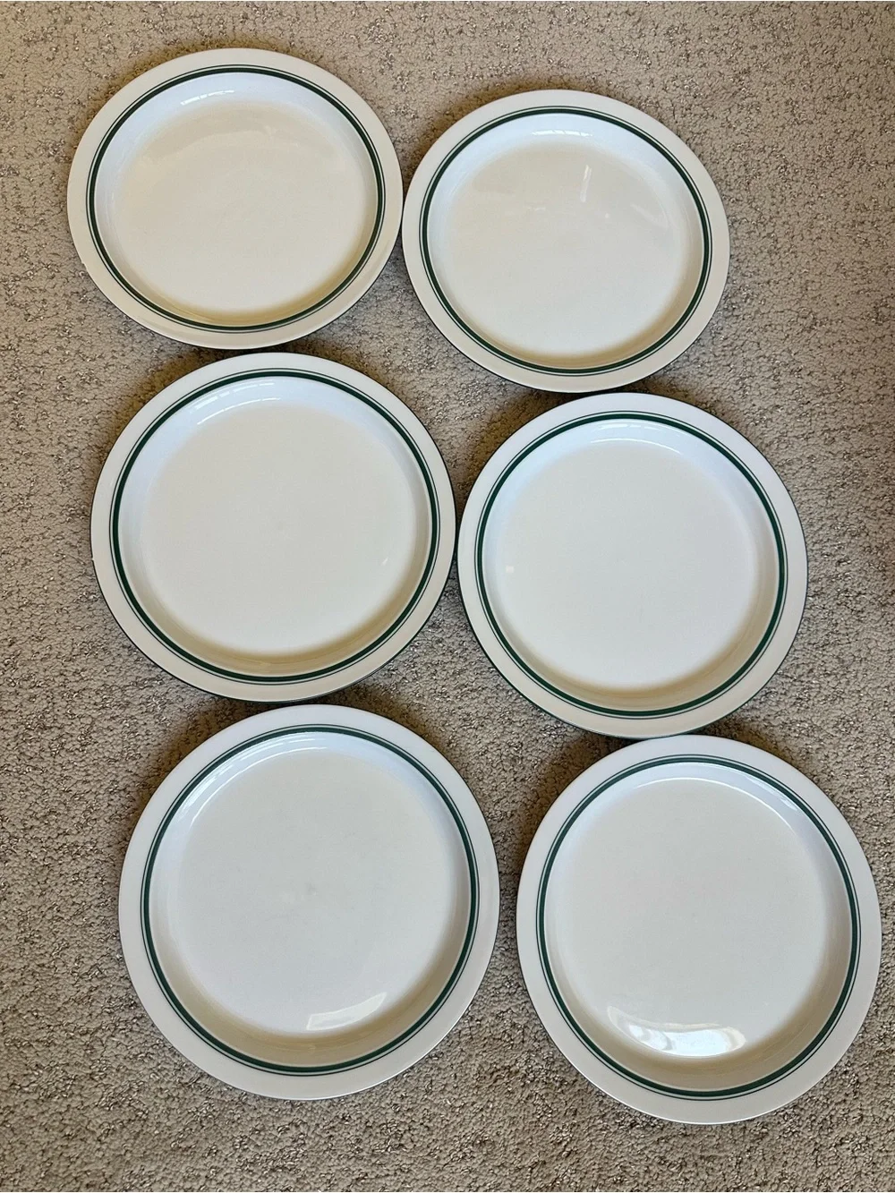Lot of 6 Dansk Bistro Christianshavn Green Rimmed Salad Plates, 3 chipped as is